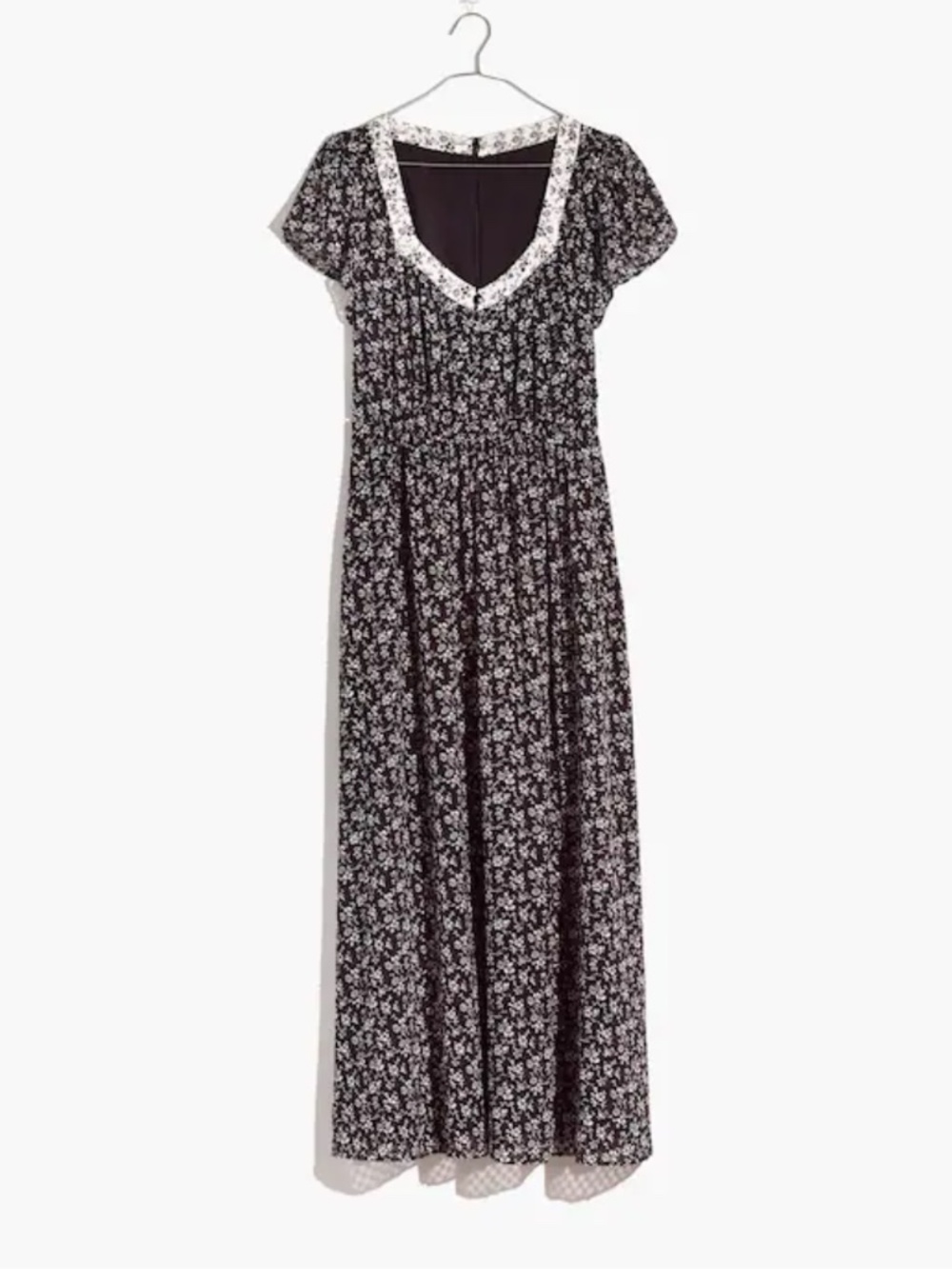 Mix Sheer-Sleeve Dress in Branch Floral